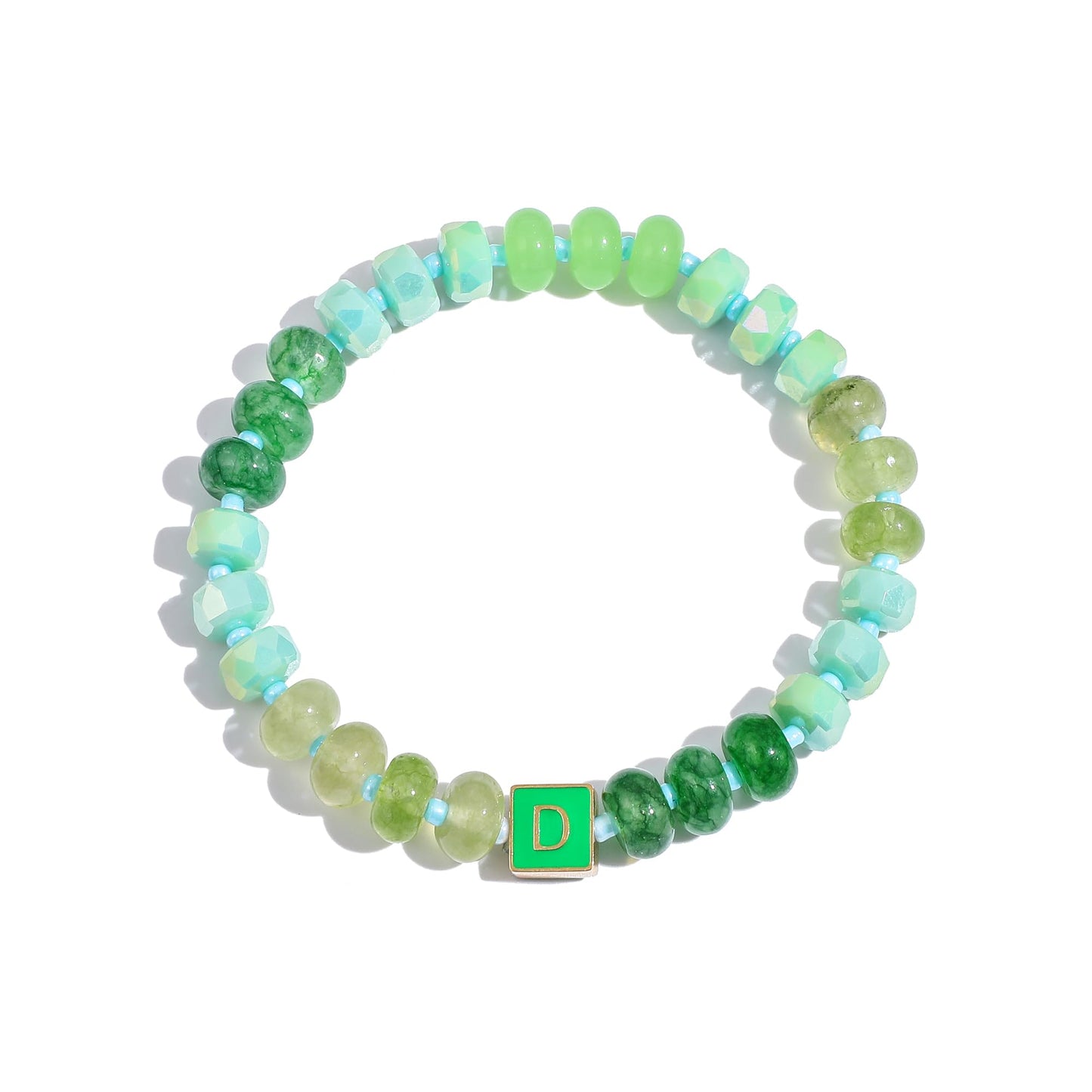 SLYAIH Colorful Beaded Initial Bracelets for Women Boho Crystal Beaded Elastic Stretch Bracelet A-Z Letter Bracelet Handmade Jewelry Gifts for Women