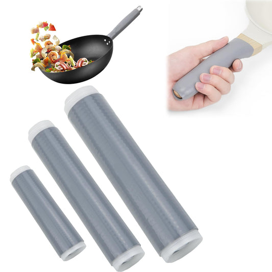 3PCS Pot Handle Heat Insulation Silicon Cover, zxbaers Cast Iron Handle Cover Silicone, Cover Sleeve Pot Silicone Anti-Scald Handle, Grizzly
