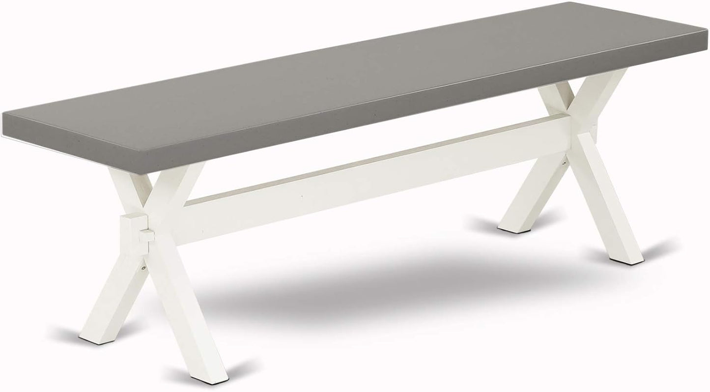 East West Furniture X097SI215-6 6 Piece Dining Set Contains a Rectangle Dining Room Table with X-Legs and 4 Baby Blue Linen Fabric Parson Chairs with a Bench, 40x72 Inch, Multi-Color