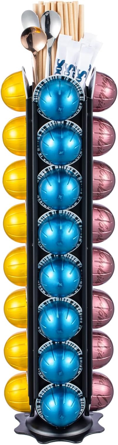Rice rat Nespresso Pods Holder Capsules with Central Extra Pod Storage (Carousel-32 Pods)