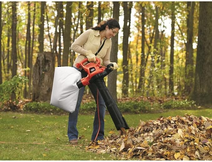 BLACK+DECKER Corded Leaf Blower Leaf Vacuum and Leaf Mulcher 3-in-1, Up to 230 MPH, 12 Amp Handheld Blower and Vacuum Combo (BV3600)