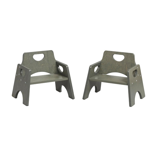ECR4Kids Stackable Wooden Toddler Chair, 6in, Kids Furniture, Grey Wash, 2-Pack