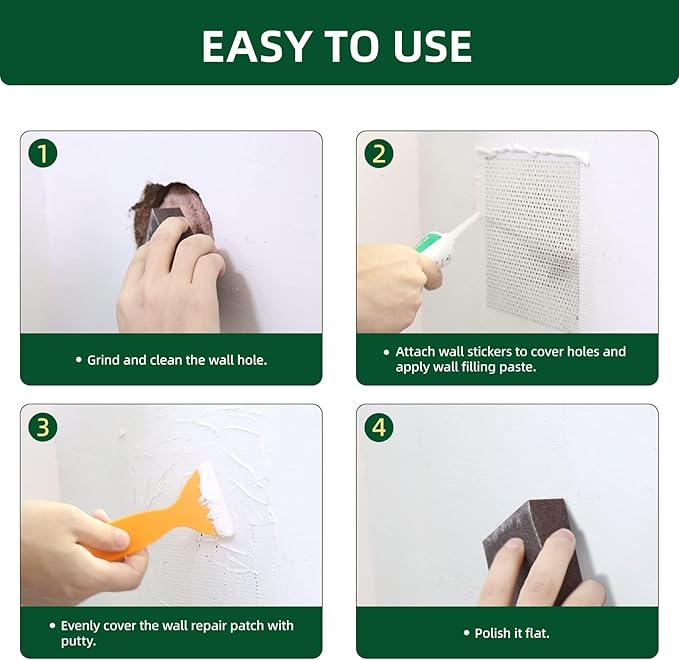 500g Wall Putty Hole Repair, Safe Wall Mending Agent, Drywall Repair Kit with Nozzle,Spackle for Drywall Paste, Easy to Fill Holes for Aluminum Metal Plaster Sheetrock Ceiling