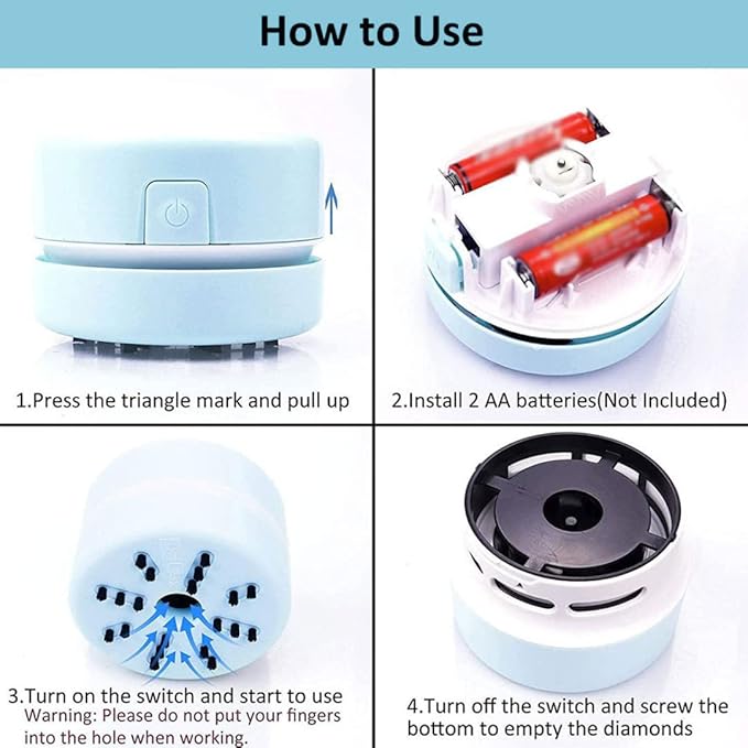 Desktop Vacuum Cleaner Mini Table Dust Diamond Paint Sweeper 8.5x6.3cm (No Battery)