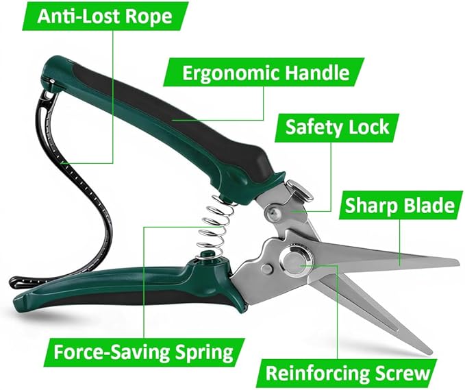 7.8'' Scissors All Purpose Heavy Duty, Stainless Steel Shears, Non-Slip Handle, Anti-Loss Rope, Industrial utility scissors for Cutting Cardboard, Fabric, Wires, Rope, Pruning(Straight Blades-B)