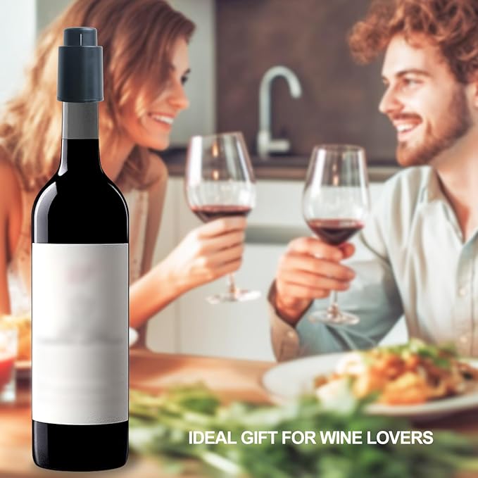 Vacuum Wine Stopper W/Pump, 2-Pack Wine Preservers Savers, Wine Bottle Sealer Blocker, Gifts for Wine Lovers | Reusable Wine Accessories, No Worry Waste Wine