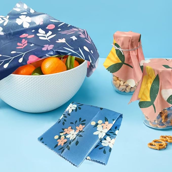Natural Beeswax Food Wraps 9 Pack– Reusable with Multi-function brush, Stylish & Plastic-Free for Fresh Zero-Waste Kitchens wraps for bread,sandwich