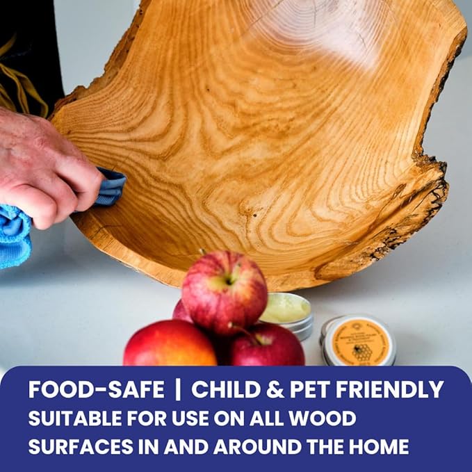 Premium Food-Safe Beeswax Wood Polish & Furniture Wax – Hand Poured Wood Conditioner | Eco-Friendly & Non-Toxic | Protects & Restores All Wood: Furniture, Toys, Cutting Boards, Ornaments (10.5 Fl Oz)