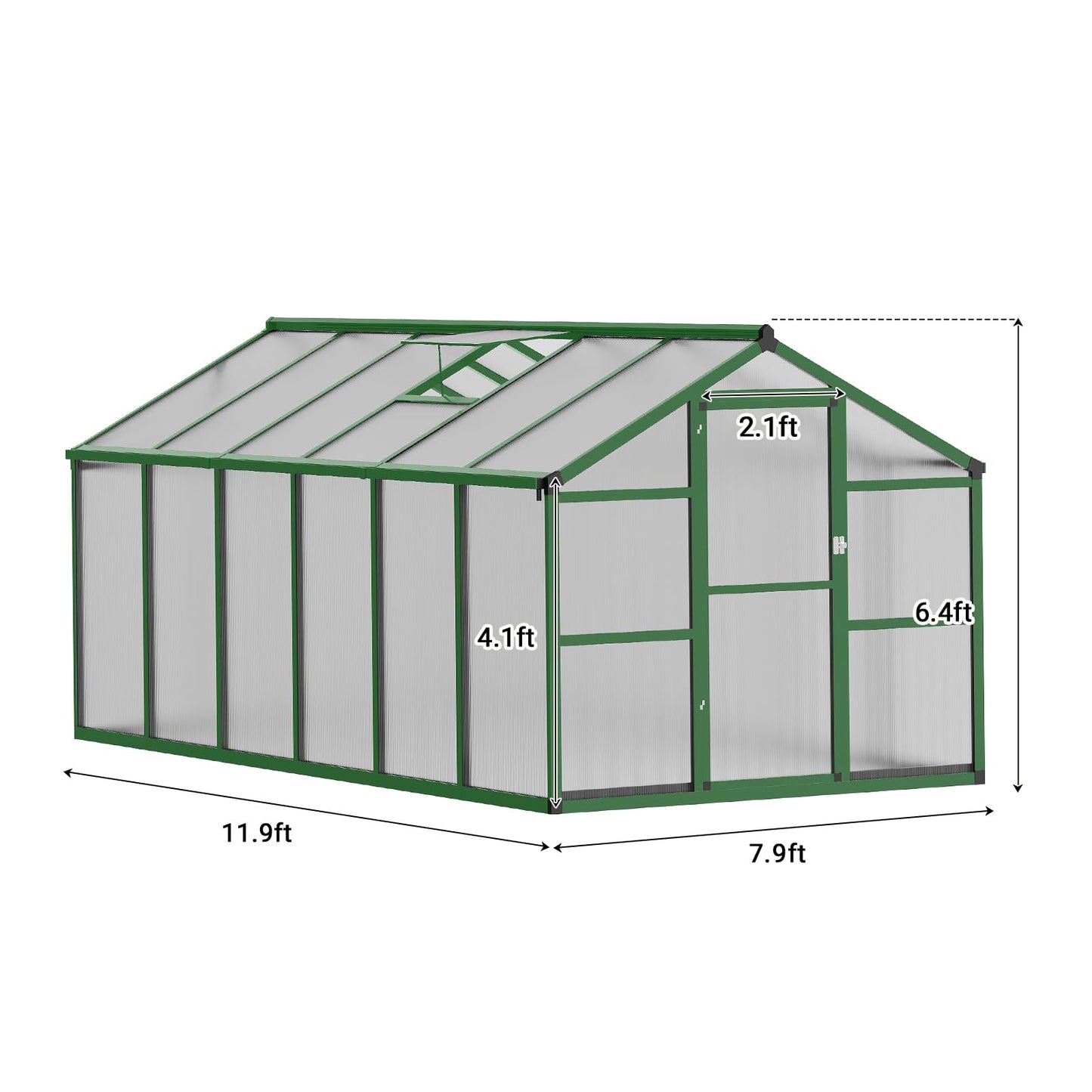 GarveeTech 8X12 FT Greenhouse, Polycarbonate Garden Greenhouse for Outdoors,Aluminum Frame Green House with Lockable Door and Adjustable Roof Vent, Ideal for Backyard Patio and Outside Growing
