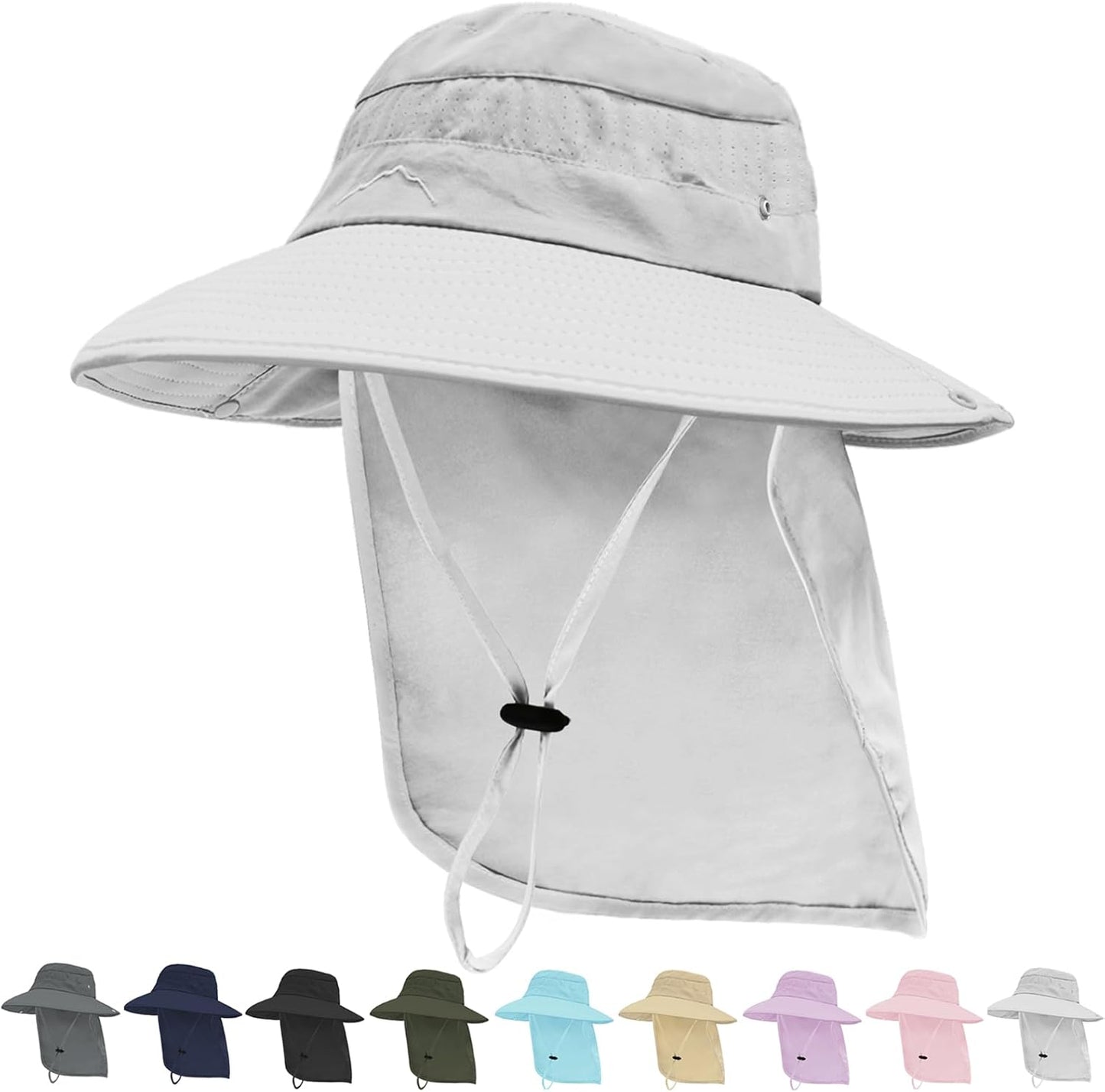 Sun Hats for Men Women, UPF50+ Protection Safari Hat,Wide Brim Fishing Hat with Neck Flap,Bucket Hats for Beach Hiking