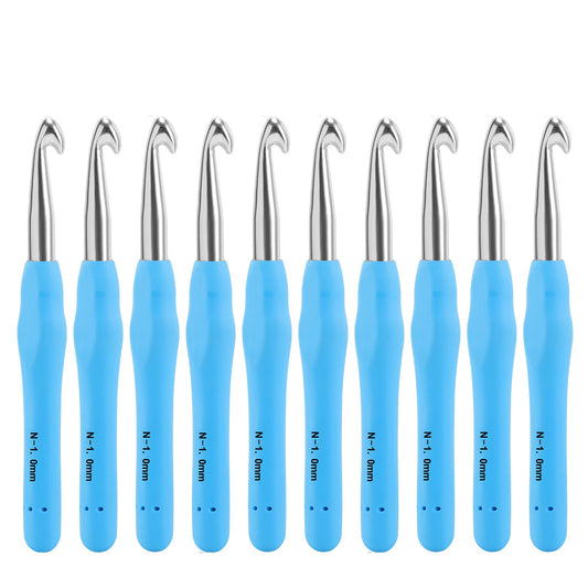 Vodiye 10PCS Crochet Hooks, Professional Extra Long 10.0mm Crochet Hook, Ergonomic Handle Crochet Hooks Set, Crochet Needle for Beginners and Experienced Crochet Hooks Lovers (10pcs - 10mm)