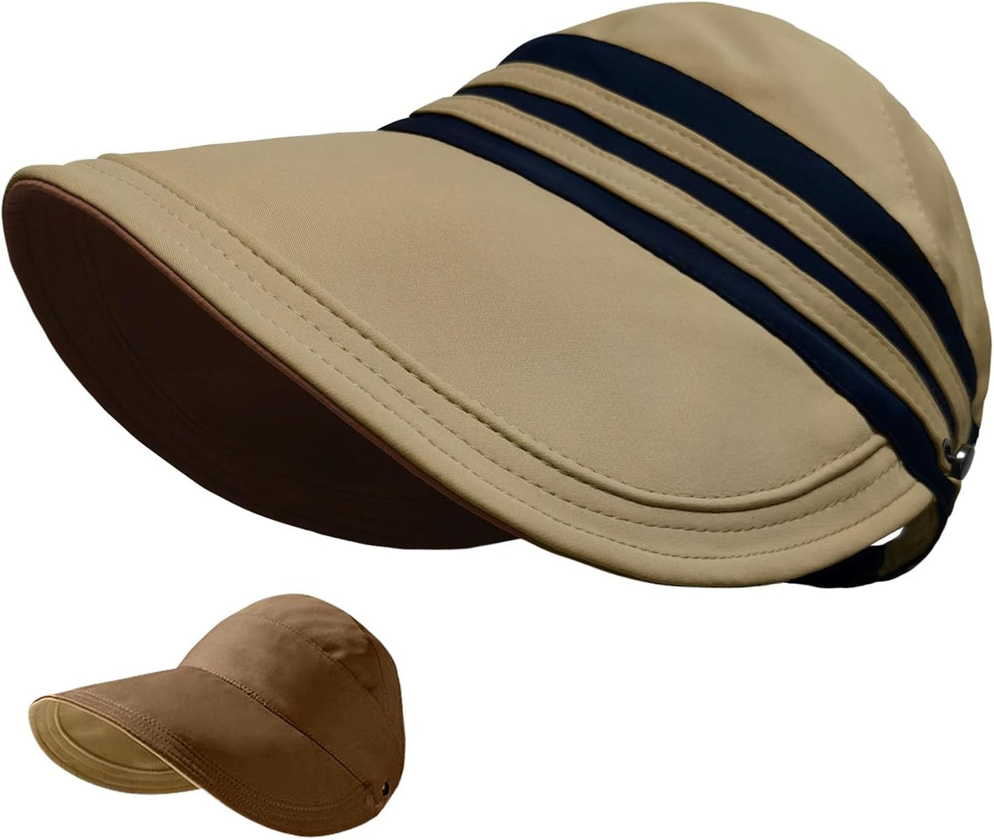 Sun Hats for Womens Wide Brim UV Protection Fishing Hats Packable Reversible Hollow Top Hat with Ponytail Beach Travel Hats