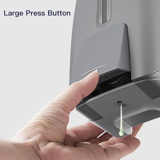 800ml Manual Soap Dispenser Wall Mount with Lock for Bathroom Kitchen 27fl oz Liquid Sanitizer ABS Silver No Drill, 9088