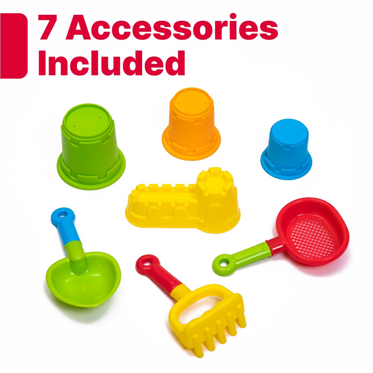 Step2 Naturally Playful Sandbox II, Kids Sand Activity Sensory Play Pit, Summer Outdoor Toys, 7 Piece Water Toy Accessories, for Toddlers 1+ Years Old