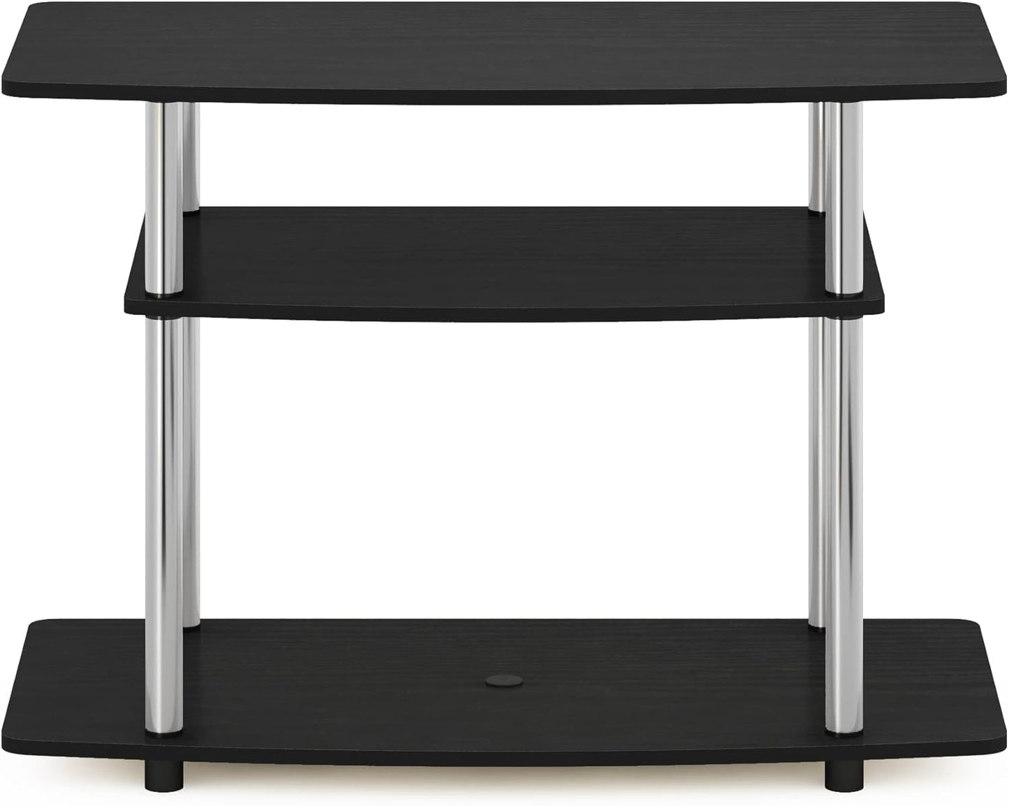 Furinno Turn-N-Tube No Tools 3-Tier Entertainment Center TV Stand for TV up to 32 Inch, Stainless Steel Tubes, Americano/Chrome
