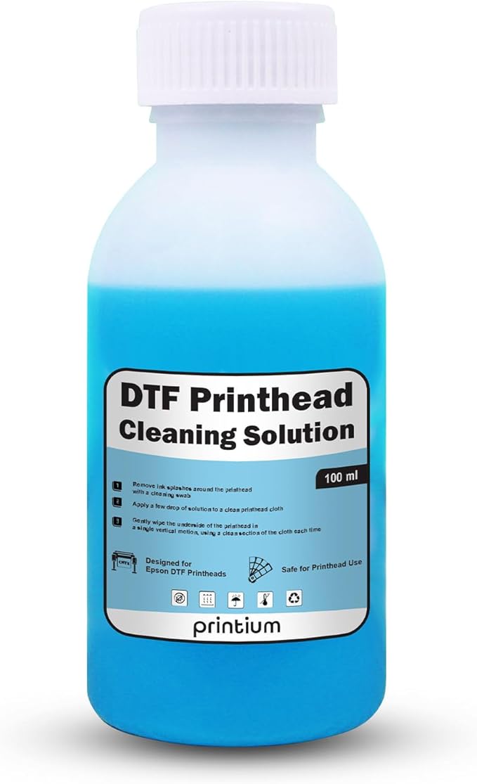 DTF Printhead Cleaning Solution 100ML (3.38 fl oz) – Nozzle Cleaner for All DTF Printheads Including I3200, XP600, L1800, ET8550, XP15000 – Removes Clogs & Dried Ink, Restores Smooth Flow