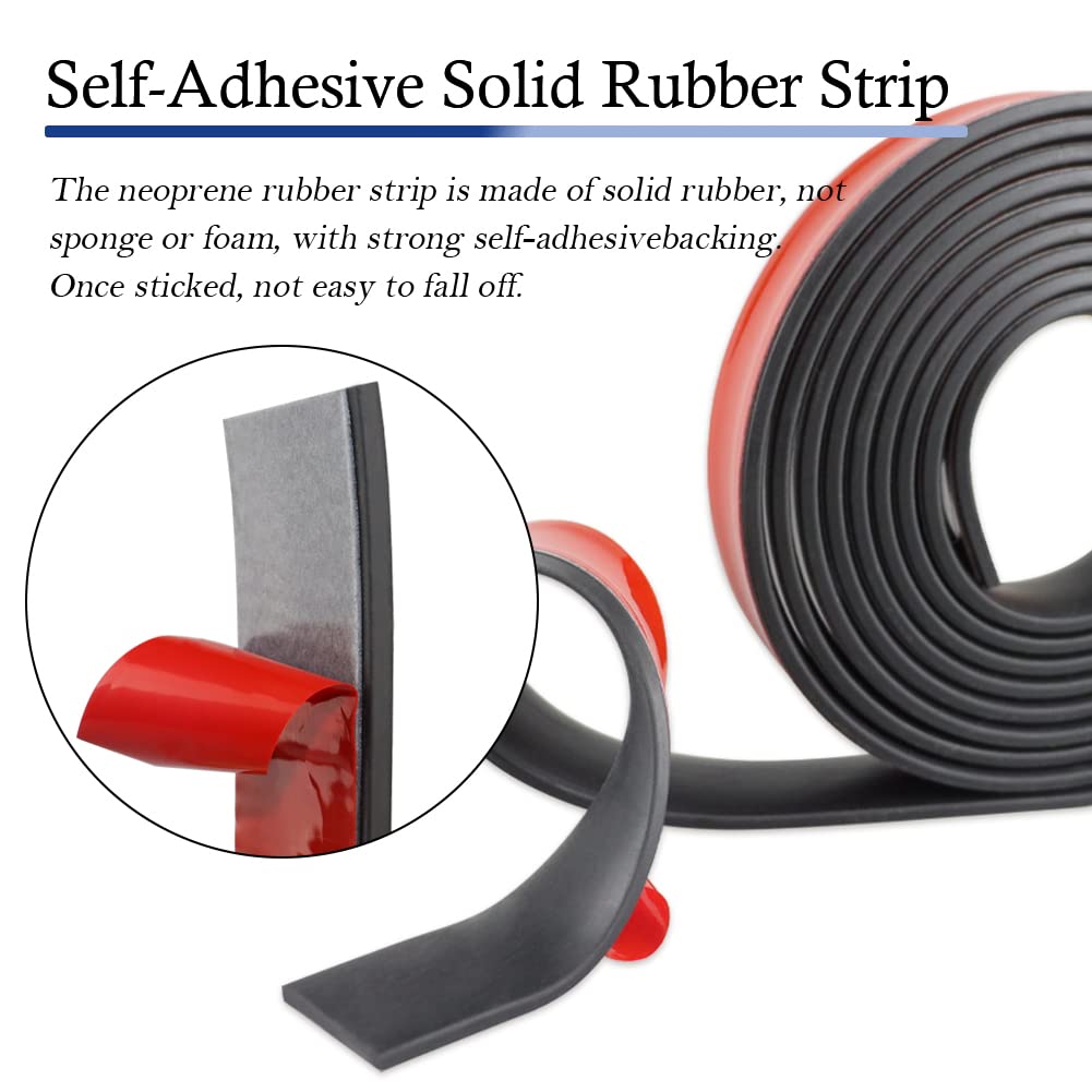 Neoprene Rubber Strips Self Adhesive Solid Rubber Sheets, Rolls & Strips for DIY Gaskets Crafts Pads Seals Warehouse Flooring Neoprene Sheet with Adhesive Backing (2" Wide x 1/8" Thick x 20' Long)