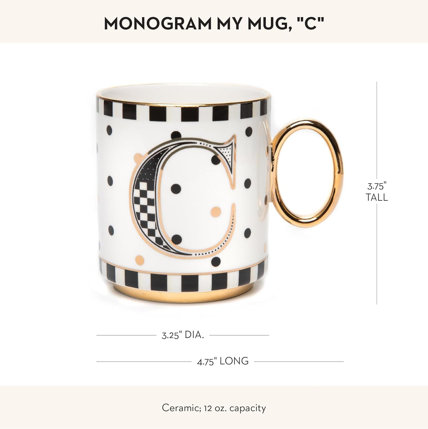 MACKENZIE-CHILDS My Mug, Decorative Ceramic Coffee Mug with Handle, C