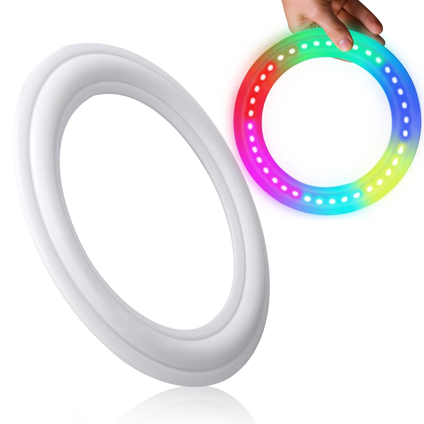 Dilabnba Flying Ring Disc Toy LED Light Beach Backyard Camping Sports Play Soft Discs Outdoor Tossing Toy Christmas Birthday Gift for Teens Boys Kids Adults, Lost Mode, 9.8''/200g