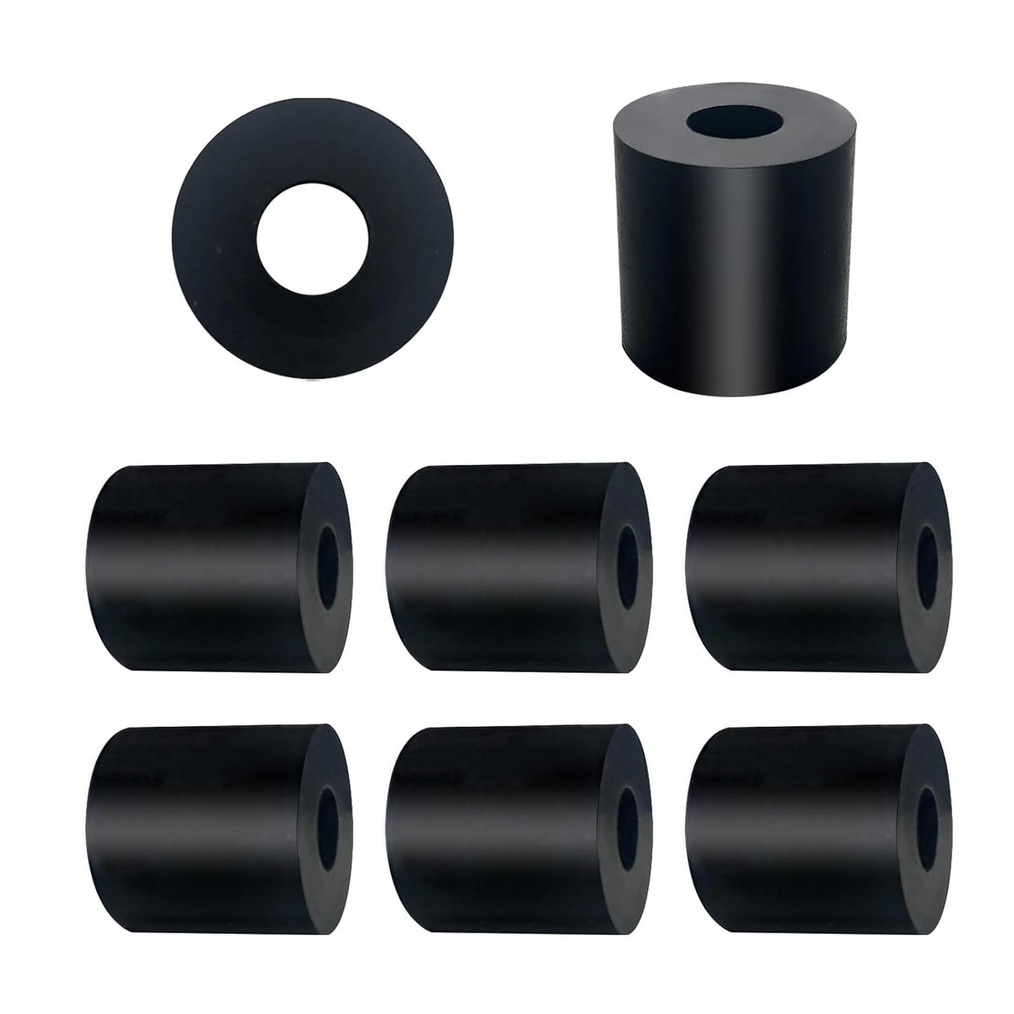 8Pcs Rubber Spacers, 1'' OD x 3/8'' ID x 1'' Thickness Thick Rubber Washers Black Round Vibration Isolation Bushings for Bolts, Car, Boat, Home (1'' OD x 3/8'' ID x 1'' Thickness)