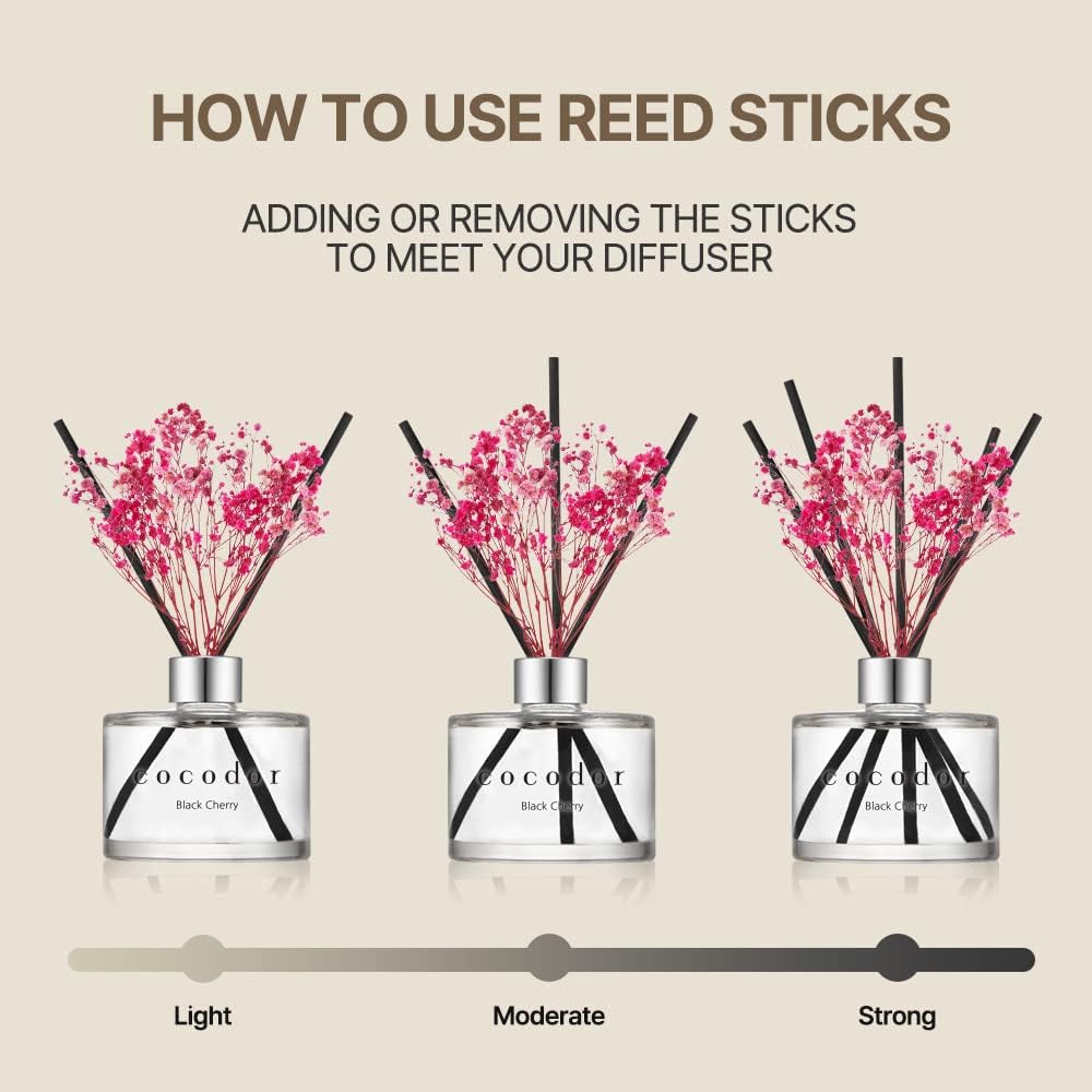 COCODOR Reed Diffuser Set with Preserved Baby's Breath with Sticks/April Breeze / 6.7oz / Scent Fragrance Oil Diffuser for Bedroom Bathroom Home Décor