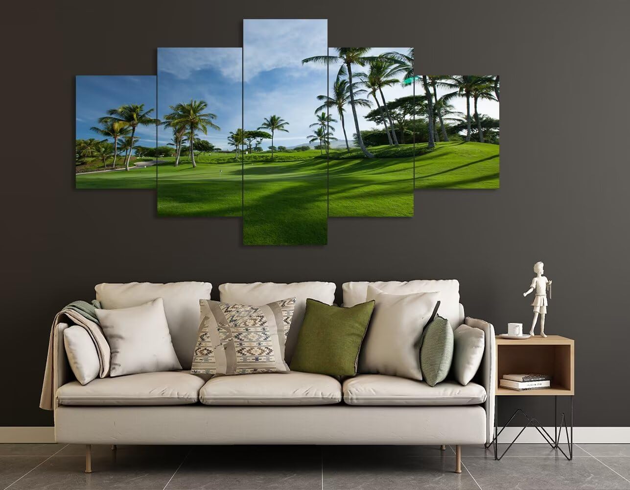 Hawaiian Golf Courses Canvas Wall Art for Office Living Room Bedroom Bathroom Home Decorations Hawaii Maui Island Pictures Posters Framed Artwork Ready to Hang(60''W x 40''H)