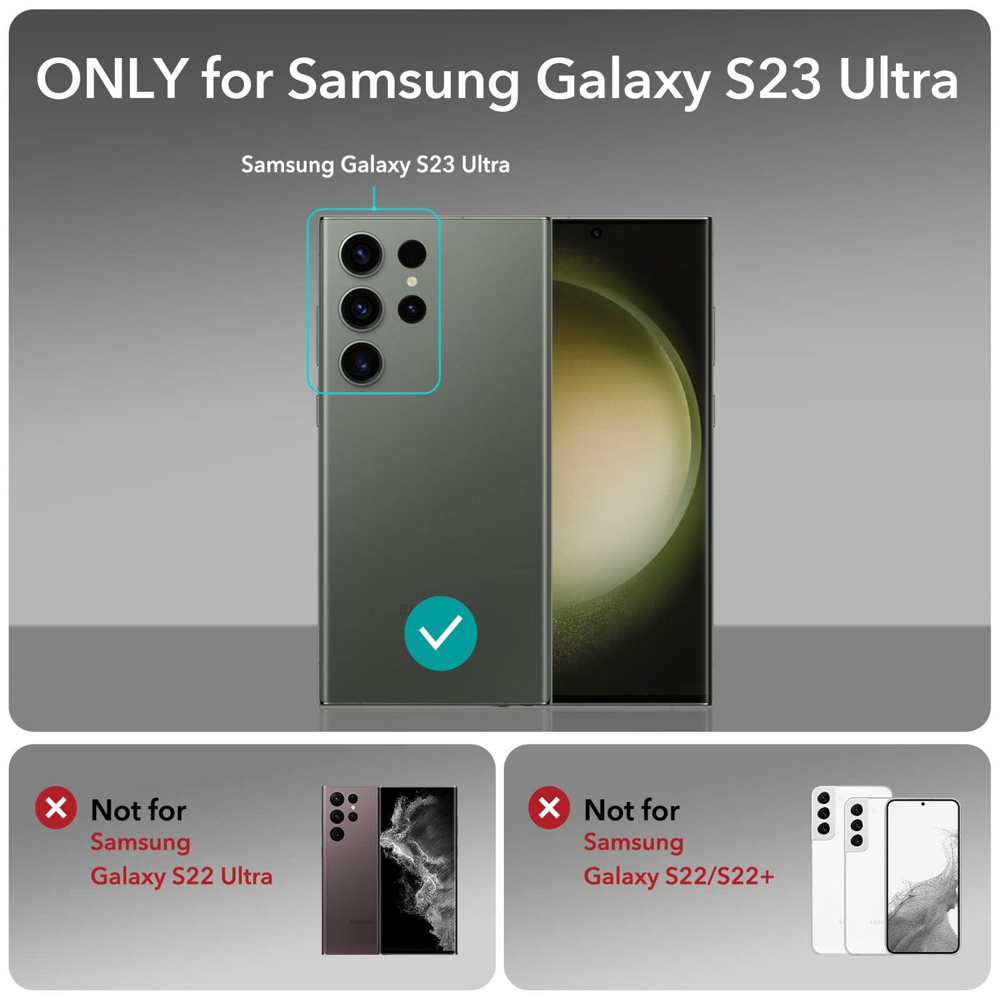 Esr For Samsung Galaxy S23 Ultra Camera Lens Protector, Scratch-Resistant Hd Clarity Ultra-Thin 9H Tempered Glass With Aluminum
