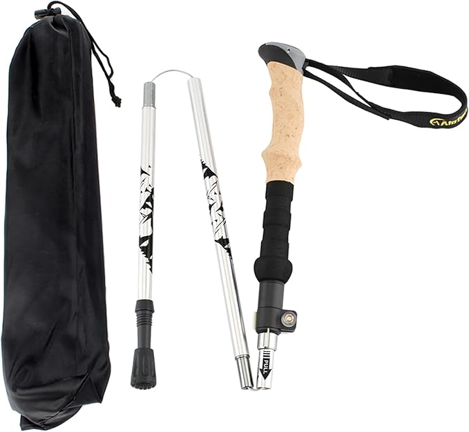Aluminum Collapsible Ultralight Travel Trekking Hiking Pole for Men and Women (Fits 5'3" - 6'2")