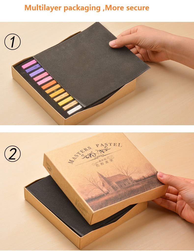 Non Toxic Artist Pastels,Square Soft Pastels Set,Chalks 12/24/36/48 Colors Soft Dry Pastel Artist Chalk Pastel Sticks for Office School Art Drawing Painting Supplies Professional Art Pastel (24Pcs)