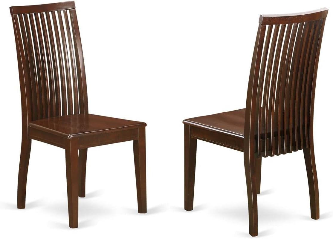 East West Furniture ANIP3-MAH-W 3 Piece Dining Set Contains a Round Dining Room Table with Pedestal and 2 Wood Seat Chairs, 36x36 Inch, Mahogany