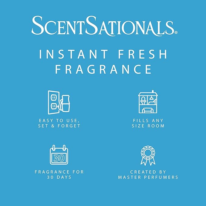 Scentsationals Fragrance Oil Plug In Air Freshener Refills 3-Pack - Bubbles - Works with Scentsationals Wall Plugs, Long-Lasting Home Fragrance, 0.8 fl oz Each, Packaging May Vary