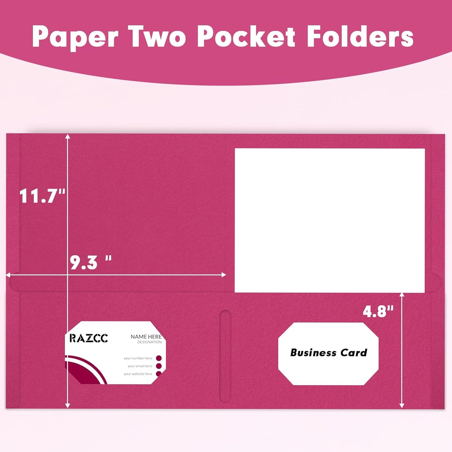 50 Pack 2 Pocket Folders - Letter Size, Magenta
