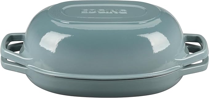 Enameled Cast Iron Oval Dutch Oven Pot with Lid, Dutch Oven for Sourdough Bread Baking, Oval Bread Pan, Bread Oven, Bread Dutch Oven, 7qt, Seasalt