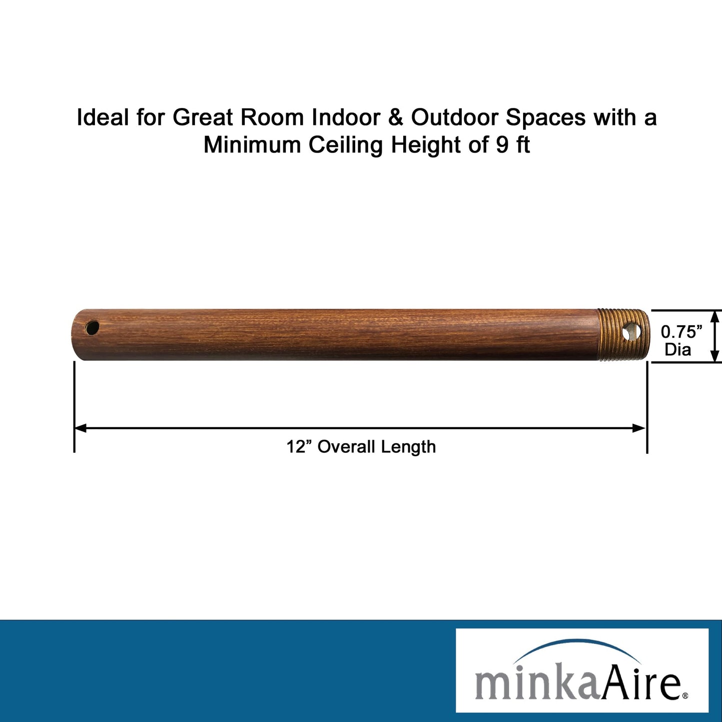 Minka-Aire 12 Inch Ceiling Fan Downrod - Distressed Koa - Dr512-Odk