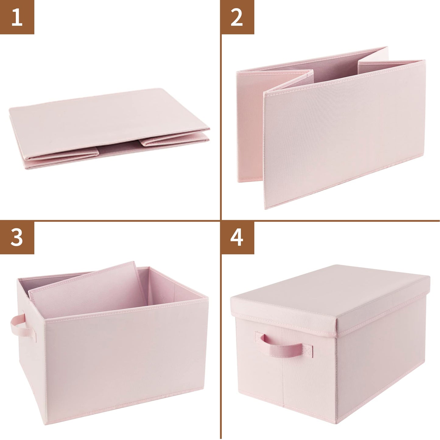 GRANNY SAYS Pink Storage Bins with Lids, Barbie Storage Organizer, Doll Toy Boxes, Stackable Fabric Storage Baskets for Closet, Baby Room, Nursery, 3-Pack