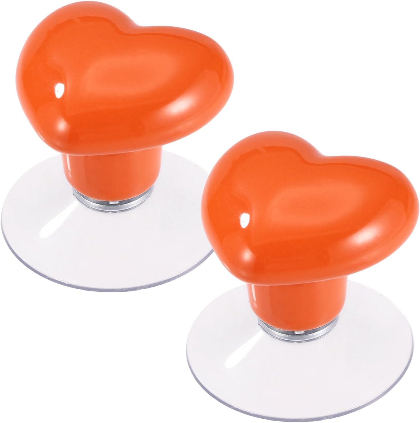 Sinbana 2 Pcs Ruler Suction Cup Knob Grips, Orange Heart Shape Quilting Ruler Grip Handle Small Suction Cup Knob for Quilting Sewing Drafting Rulers and Templates