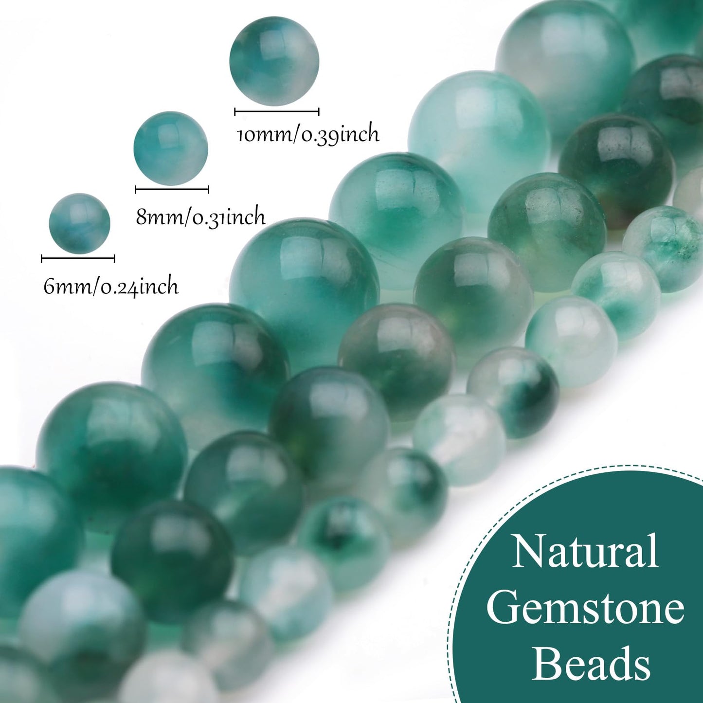 6mm Natural Stone Beads 65pcs Flower Jade Polished Round Smooth Crystal Loose Gemstone Beads for Jewelry Making DIY Bracelet Necklace Earring Crafts Supplies