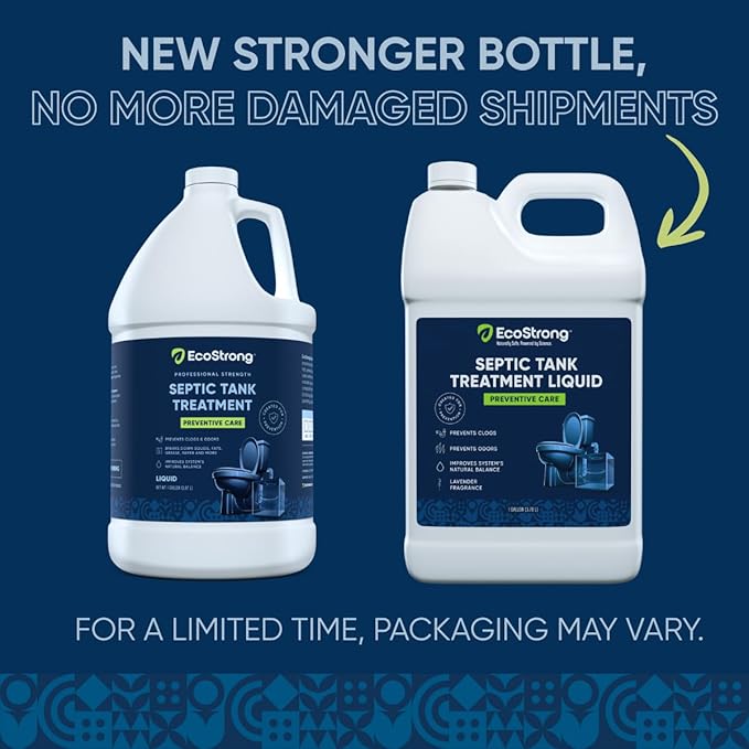 Eco Strong Septic Tank Treatment -1 Gallon Professional Grade Liquid | Live Bacteria & Enzyme Formula - Erase Septic Odor & Prevent Septic Backups