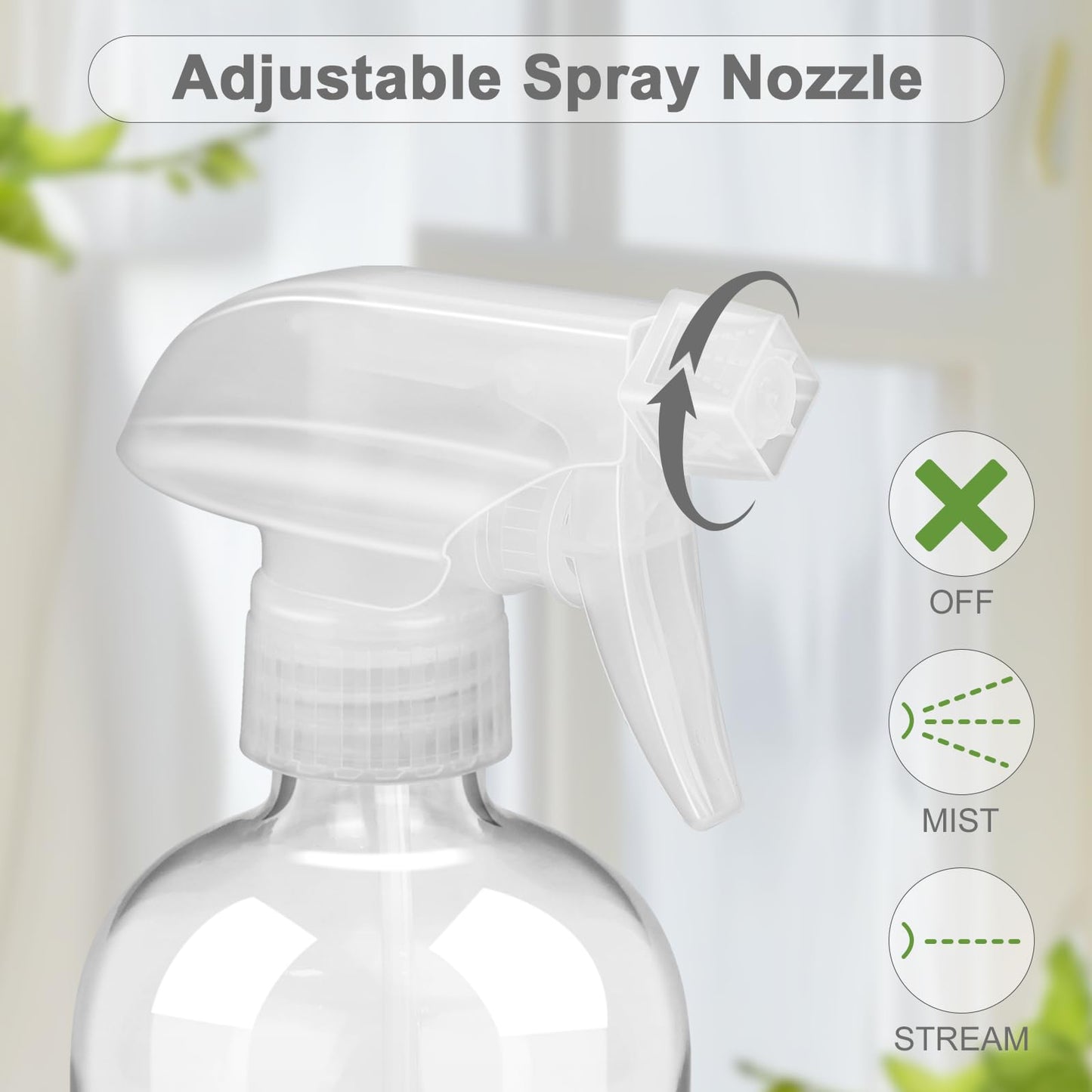 Worldgsb 2 Pack Glass Spray Bottles with Silicone Sleeve, 16 oz Empty Refillable Containers with Adjustable Spray Nozzles, Spray Bottles for Hair, Cleaning Solutions and Plants Black