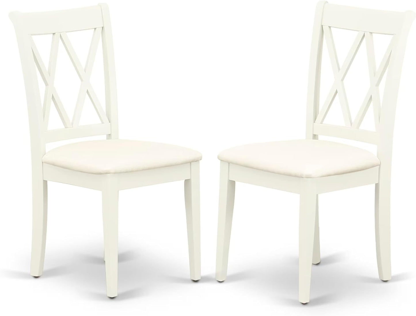 East West Furniture DOCL7-LWH-C 7 Piece Kitchen Table & Chairs Set Consist of a Rectangle Dining Table with Butterfly Leaf and 6 Linen Fabric Dining Room Chairs, 42x78 Inch, Linen White