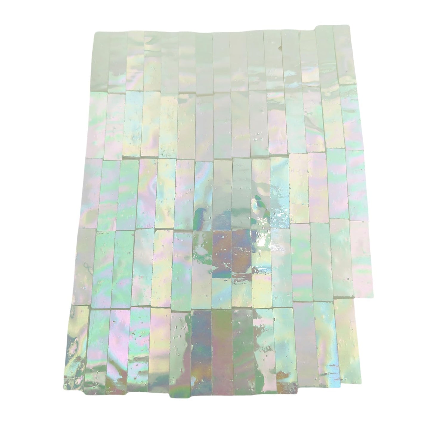 1.57" x 0.4" Rectangular Iridescent Stained Glass Strip, 7oz Glass Mosaic Tiles for DIY Crafts,Plates,Picture Frames,Flower Pots,Handmade Jewelry and More Mosaic Decorative (Iridescent White)