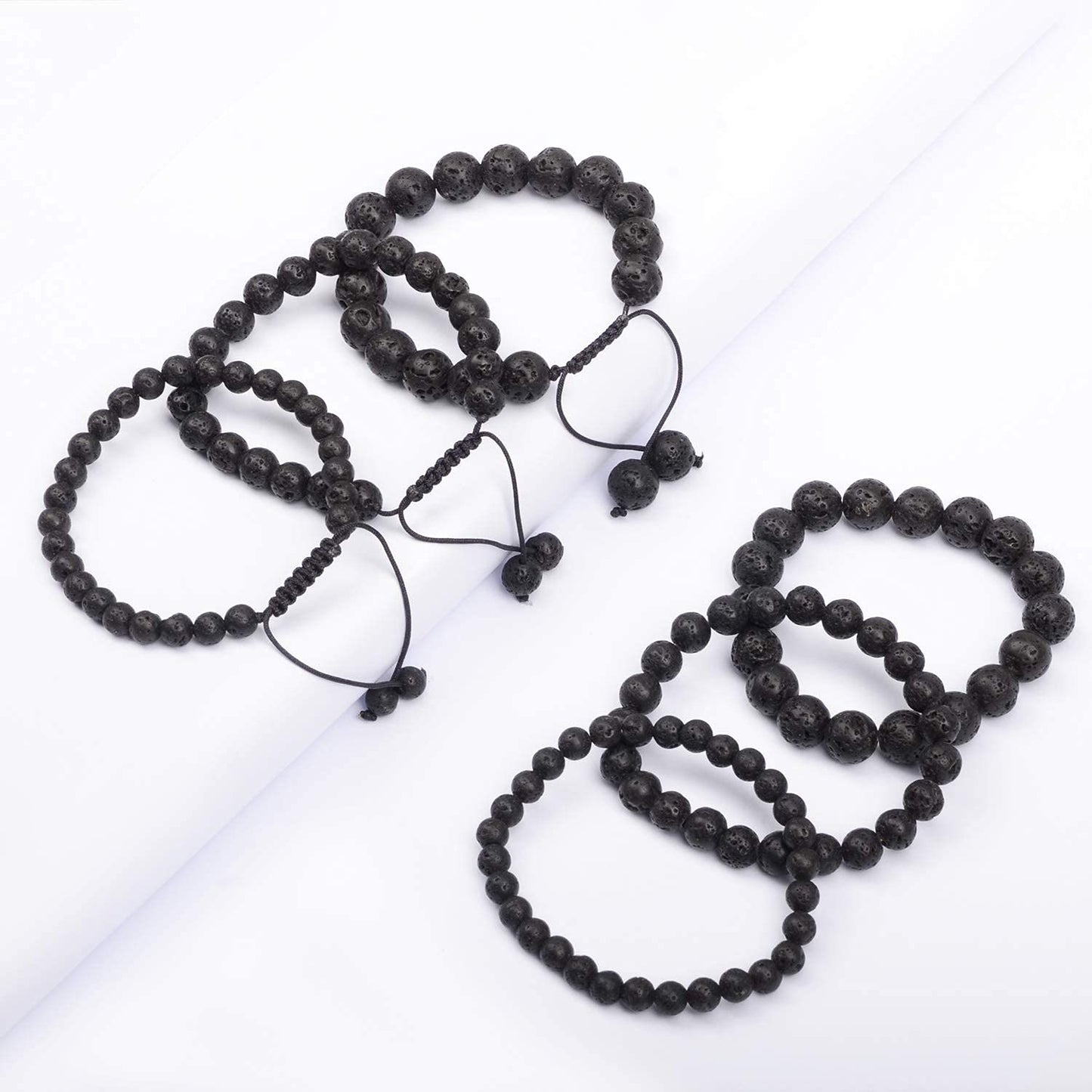 AD Beads Natural Gemstone Round Loose Beads 15" for Bracelet Necklace Earrings Jwelery Making Crafts DIY (10mm, Black Lava Stone)