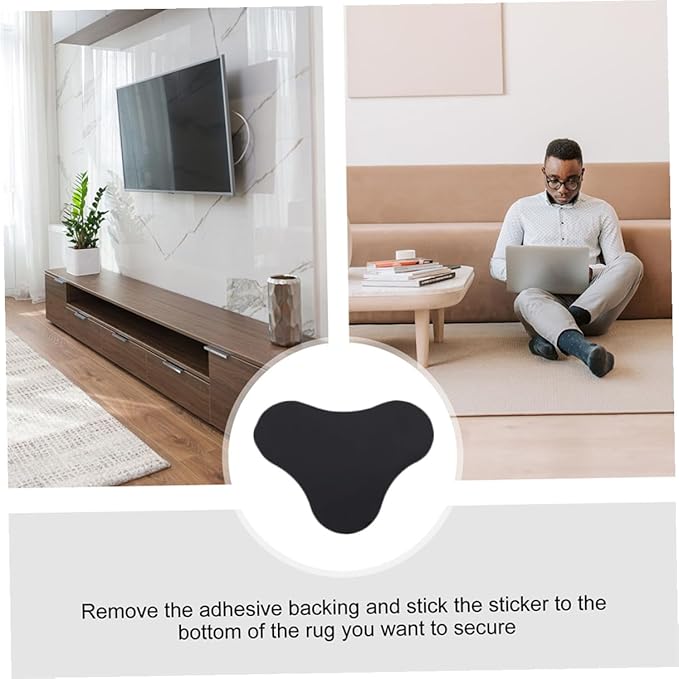 10Pcs Reusable Washable Rug Tape Grippers Non-Slip Double-Sided Carpet Stickers for Hardwood Floors Area Rugs Mats Prevent Curling Sliding Safe Home Use
