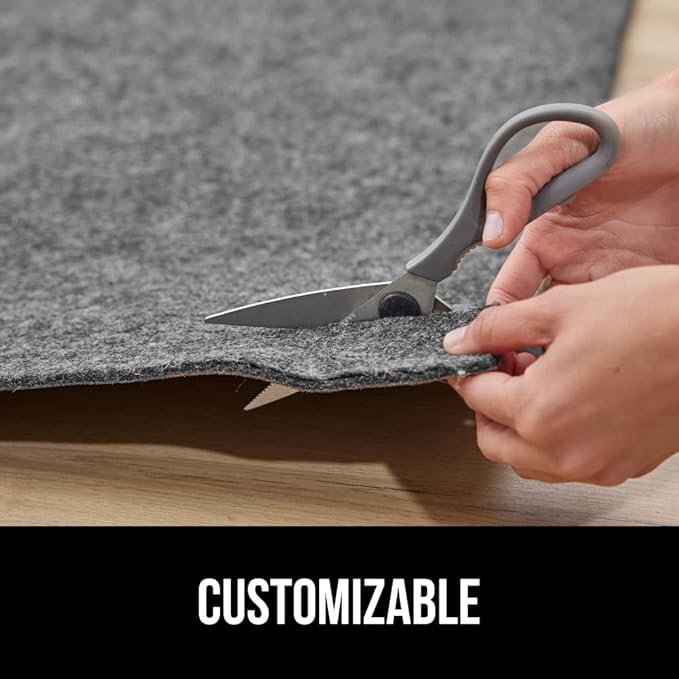 GORILLA GRIP Felt and Natural Rubber Stay in Place Slip Resistant Rug Pad, 1/8in Thick, 5x8 FT Protective Padding Under Area Rugs, Cushioned Gripper Pads, Carpet Runners, Hardwood Floors Protection