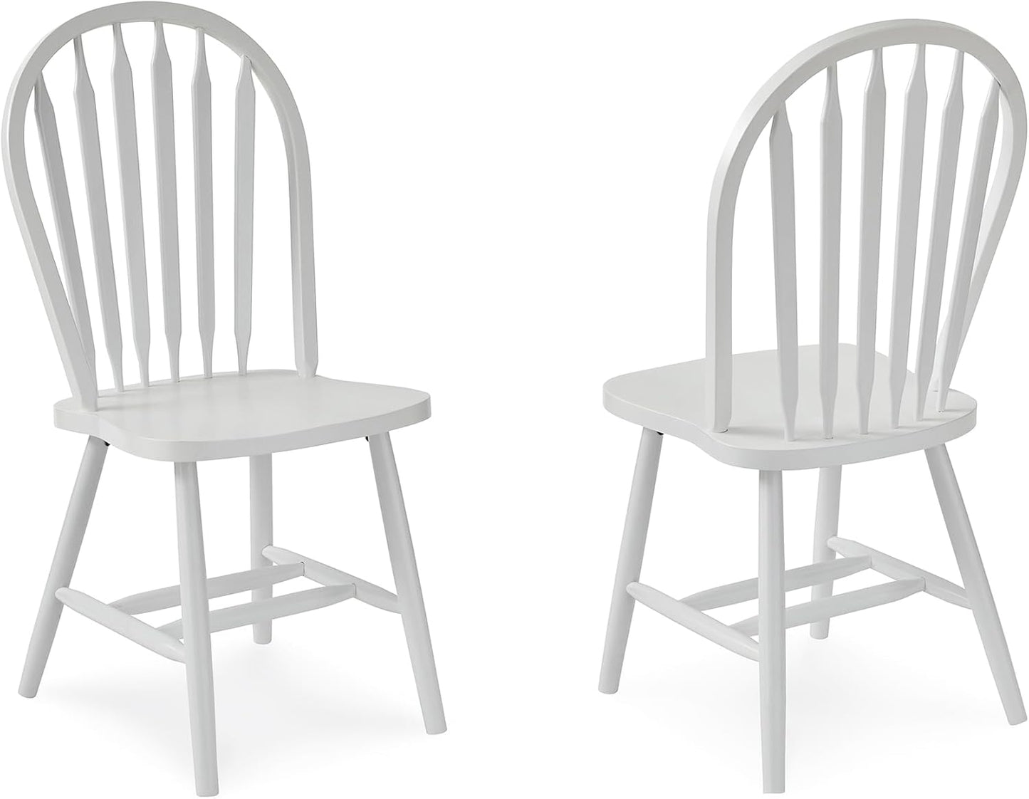 IC International Concepts Solid Wood Windsor ArrowBack Dining Chair with Plain Legs, White