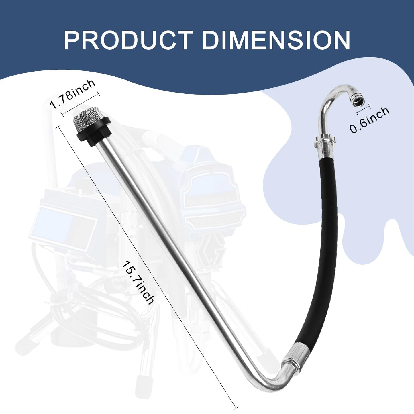2025 New Stainless Steel Suction Hose, Airless Paint Sprayer Accessories, Compatible With Graco 395 490 495 595 And T300 500 Airless Spraying/Line Painting Machine