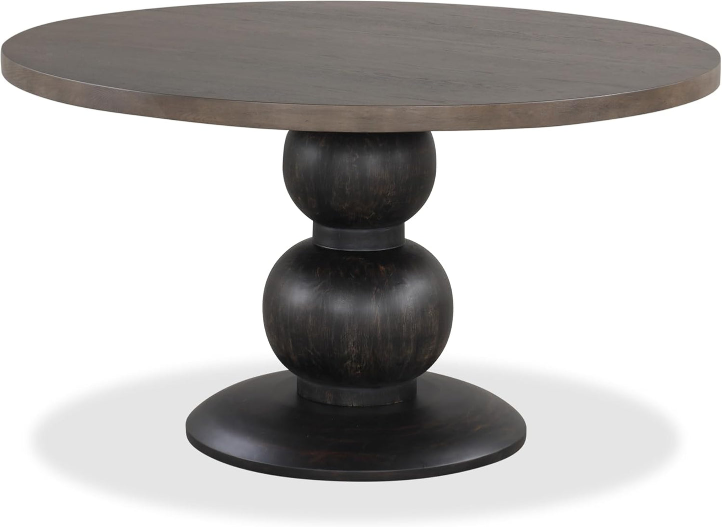 Furniture of America Lioren Modern 54-inch Round Dining Table with Turned Pedestal Base and Two-Tone Design, Seats up to 4 for Home Kitchen, Living Room, Espresso
