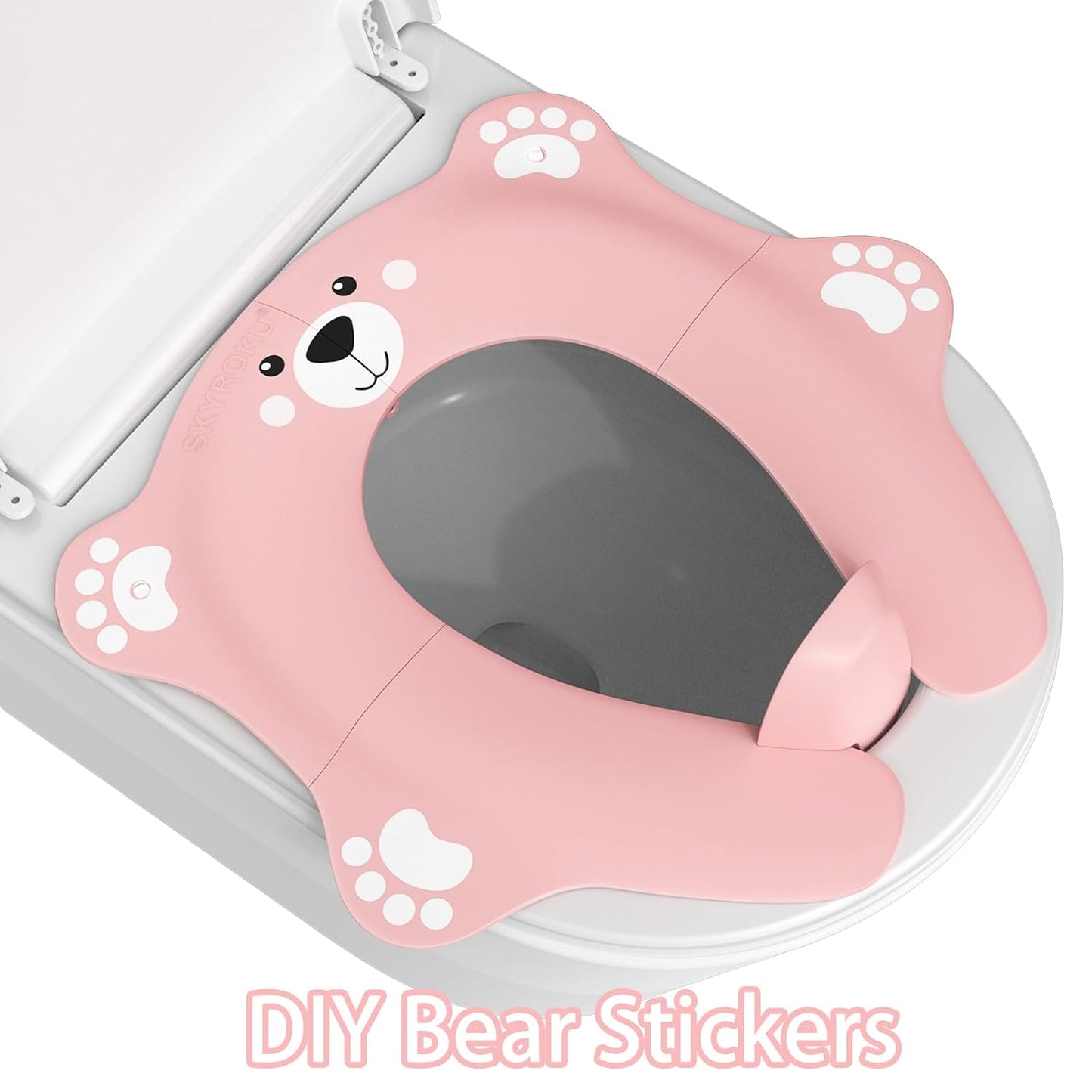 SKYROKU Foldable Kids Toilet Seat – Portable & Anti-Slip Travel Potty Training Seat for Toddlers,Safety material Baby Toilet Seat, Easy Clean & Compact for Home, Daycare, Grandparents House (Ages 2-6)