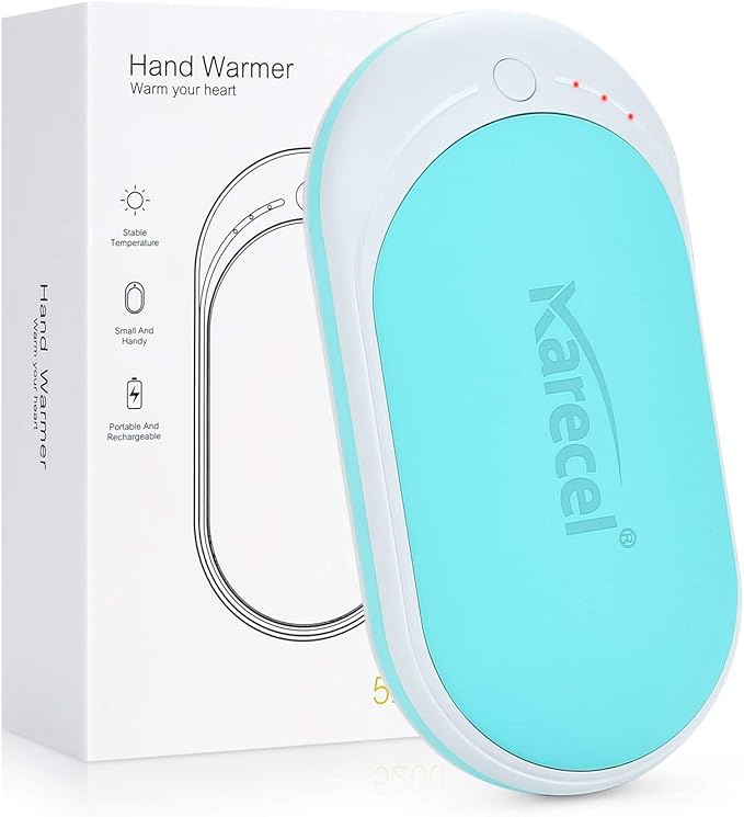 Karecel Hand Warmer Rechargeable, 5200mAh Electric Hand Warmer & Power Bank, Double-Sided Heating, USB Quick Charge, Portable Pocket Heater Handwarmer for Women Mens Gifts, Camping, Winter Sports