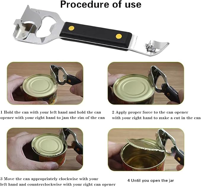Bottle Opener - Manual Can Opener - Versatile 4-In-1 Can Opener for Kitchen Restaurants and Camping Trips (1)